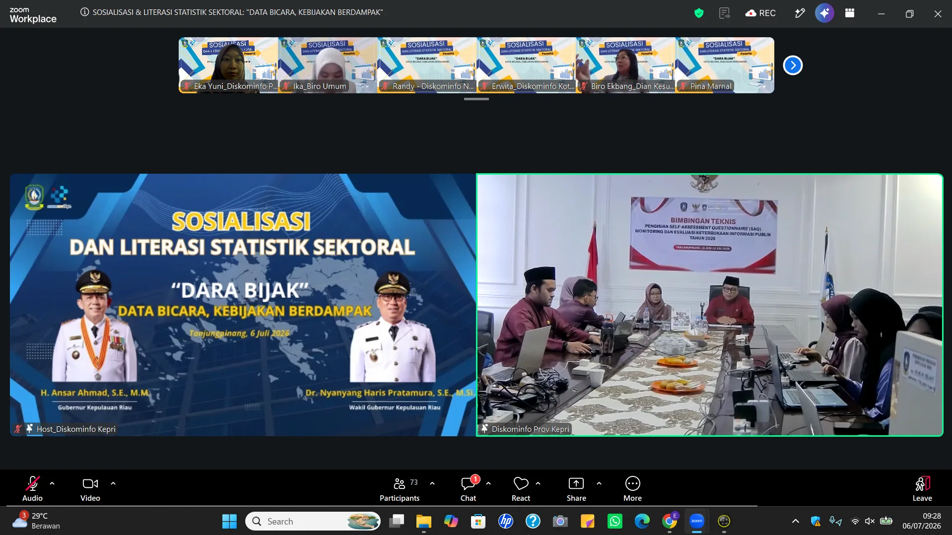 Dokumentasi kegiatan Sosialisasi dan Literasi Statistik Sektoral Series 1 (DARA BIJAK)