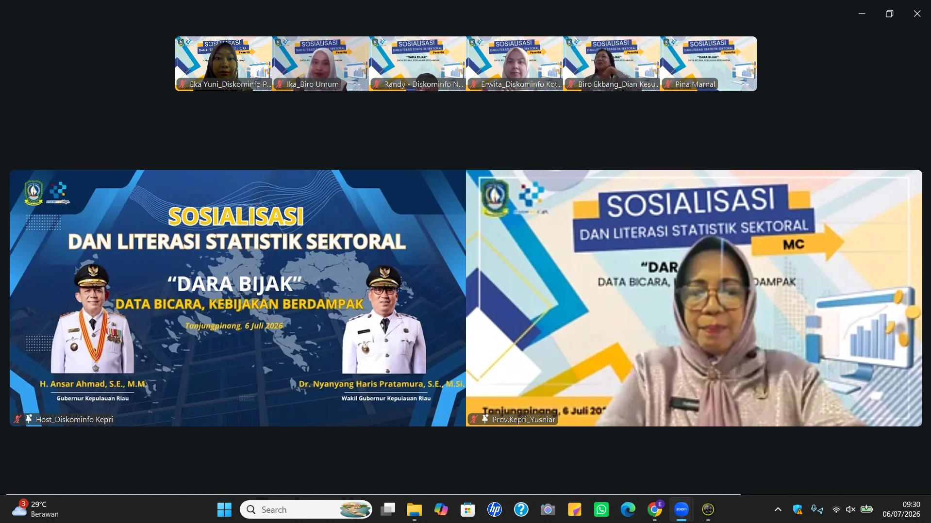 Dokumentasi kegiatan Sosialisasi dan Literasi Statistik Sektoral Series 1 (DARA BIJAK)